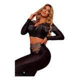 Conjunto Calça E Cropped Renda Festa Luxo Panicat