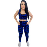 Conjunto Calça Legging Feminina Jacquard Academia Fitness 