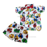 Conjunto Camisa E Bermuda Short Temático Infantil - Vários
