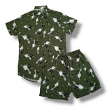 Conjunto Camisa Short Havaiano Estampa Floral