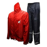Conjunto Capa + Calça De Chuva Honda Nylon Vermelho