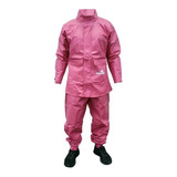 Conjunto Capa Chuva Moto Motoqueiro Pvc Linha Feminina Rosa