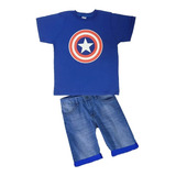 Conjunto Capitão America Infantil Personagens Fantasia