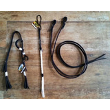 Conjunto Cavalgada Cabeçada 1 Orelha + Tala + Rédea Couro