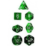 Conjunto Chessex De 7 Dados Translúcidos Verdes Rpg D&d