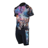 Conjunto Ciclismo Bermuda Camisa Preto Colorido