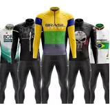 Conjunto Ciclismo Masculino Camisa Manga Longa Calça De Gel