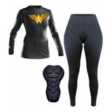 Conjunto Ciclismo Roupa Ciclista Feminino Camisa Calça Forro