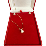 Conjunto Colar E Brinco Cruz Ponto De Luz Cor Ouro 18k