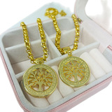 Conjunto Colar Pulseira Elo Veneziana Arvore Da Vida Folhead