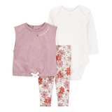 Conjunto Colete Carters Bebe Menina Trio