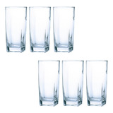 Conjunto Com 6 Copos Vidro Bali Quadrado 320ml Transparente