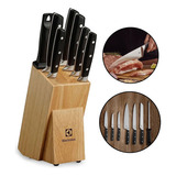 Conjunto Com 6 Facas De Aço Inox + Bloco De Bambu Electrolux