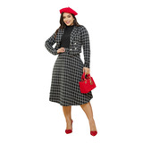 Conjunto Com Botões Saia Midi Godê E Blazer Moda Evangélica
