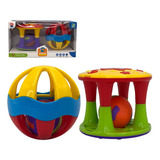 Conjunto Com Torre E Bola Chocalho Brinquedo Didático Bebê Cor Colorido