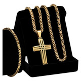 Conjunto Corrente Pulseira Crucifixo J-1353 Aço Inox 316l