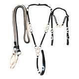 Conjunto Country Para Cavalo Cabeçada, Rédea E Peitoral Luxo
