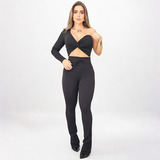 Conjunto Cropped Ombro Só E Calça Flare Conforto Oferta