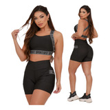 Conjunto Crossfit Academia Ioga Kit Short E Top Feminina