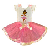 Conjunto Da Bailarina Negra Para Meninas Com Body E Saia