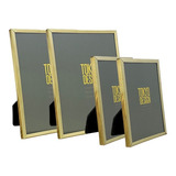 Conjunto De 4 Porta Retratos Aço Inox Moldura 10x15 E 15x20