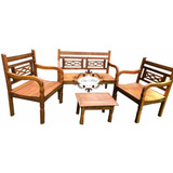 Conjunto De Banco Cadeira Jardim Madeira Demolição + Mesinha