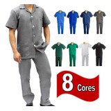 Conjunto De Brim (jaleco E Calça Elástico) Uniforme Unissex