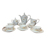 Conjunto De Café Porcelana Schmidt Antigo Folhas Déc 50/60