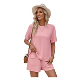 Conjunto De Camisetas E Shorts Casuais De Verão Com Gola Red