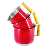 Conjunto De Canecão De Aluminio Com Cabo De Madeira 3 Peças