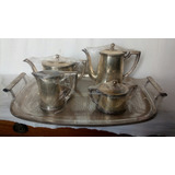 Conjunto De Cha E Cafe Banhado A Prata Wolf Antigo