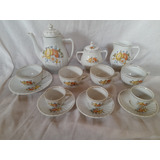 Conjunto De Cha E Cafe Porcelana Canelada Antiga Pozzani