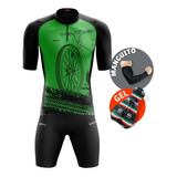 Conjunto De Ciclismo Masculino Camisa E Bermuda Gel Manguito