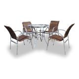 Conjunto De Fibra Sintética Londres - 4 Cadeiras + 1 Mesa