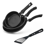 Conjunto De Frigideira Antiaderente 3pçs Teflon Com Espatula