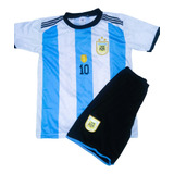 Conjunto De Futebol Infantil Argentina Messi Camisa
