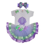 Conjunto De Luxo Pequena Sereia Concha Ariel Mar Fantasia