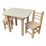 Conjunto De Mesa De Mandeira Infantil Com 2 Duas Cadeiras