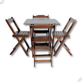 Conjunto De Mesa Dobrável 70x70 Com 4 Cadeiras Imbuia Kit