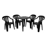 Conjunto De Mesa E 4 Cadeiras Poltronas Plástico Mor