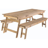 Conjunto De Mesa E Bancos Naturalle