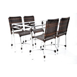 Conjunto De Mesa E Cadeiras Alumínio Fibra Sintética 