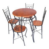 Conjunto De Mesa Redonda 80 Cm E 4 Cadeiras Rústicas 