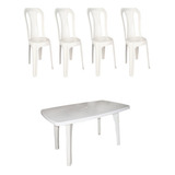 Conjunto De Mesa Retangular Com 04 Cadeiras Plástica Bistrô