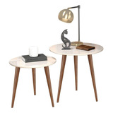 Conjunto De Mesas De Apoio E Lateral Teles Off White