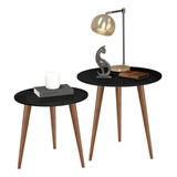Conjunto De Mesas De Apoio E Lateral Teles Preto