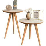 Conjunto De Mesas Laterais Canto Classic Redonda Para Sala