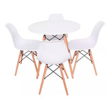 Conjunto De Mesinha Eames Redonda + Cadeiras Madeira 70cm De