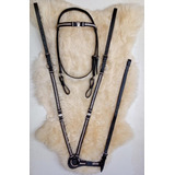 Conjunto De Peitoral Estrela + Cabeçada De Couro Trançada 