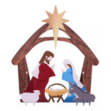Conjunto De Presépio De Natal Ao Ar Livre Da Noite Santa